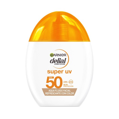 DELIA Super Uv de Garnier Protector solar facial con color y FPS 50 (muy alto) 40 ml.
