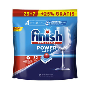 Detergente para lavavajillas en pastillas FINISH  POWERBALL ALL IN 1 MAX 25+10 uds 570,5 g.