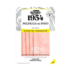 EL POZO 1954 Corte fresco Pechuga de pavo cortada en finas lonchas 120 g.