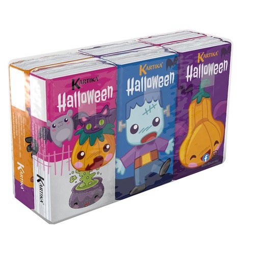 KARTIKA Pañuelos de 4 capas halloween pack de 6X9