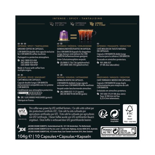 L"OR Café Double Lungo Profondo I8 L"OR BARISTA 10 uds. (20 tazas)