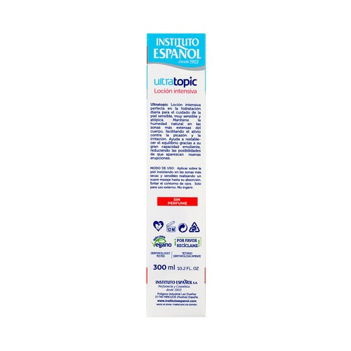 INSTITUTO ESPAÑOL Ultratopic Loción corporal hidratación intensiva, sin perfume 300 ml.