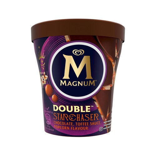 MAGNUM Tarrina de helado starchaser sabor chololate, toffee y palomitas 440 ml.