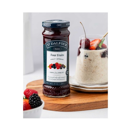 ST.DALFOUR Mermelada de cuatro frutas (Frambuesas, Cerezas Negras, Fresas y Moras) 284 g.