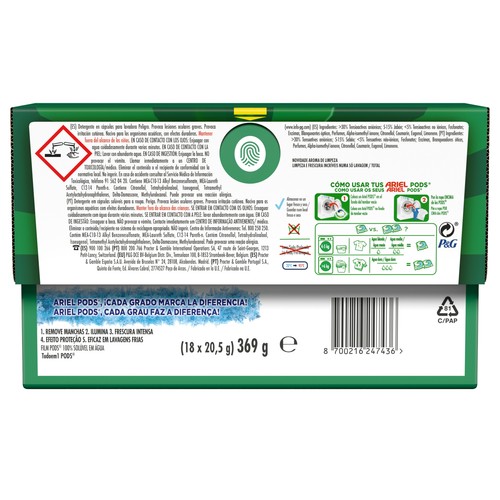 ARIEL Detergente cápsula 18 DS