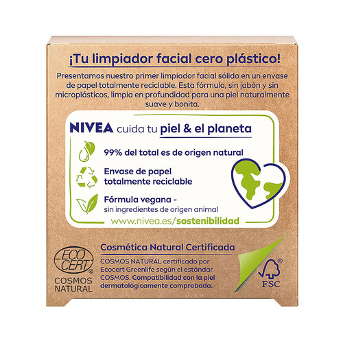 NIVEA Limpiador facial sólido con acción exfoliante y anti-imperfecciones NIVEA Naturally clean 75 g.