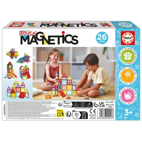 Juego educativo de construcción con 26 piezas magnéticas multicolor, EDUCA.