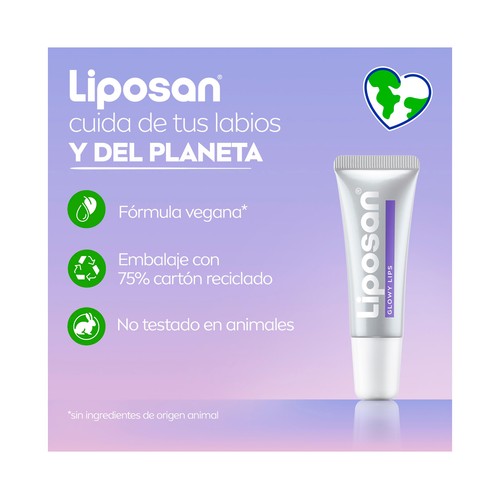 LIPOSAN Glowy Protector labial hidratante con efecto glow y extracto de magnolia.