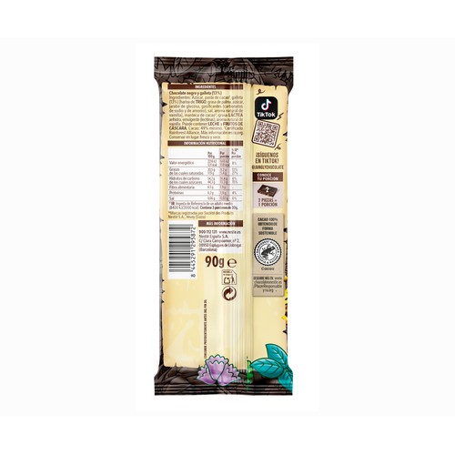 JUNGLY Chocolate negro con galleta 90 gr.