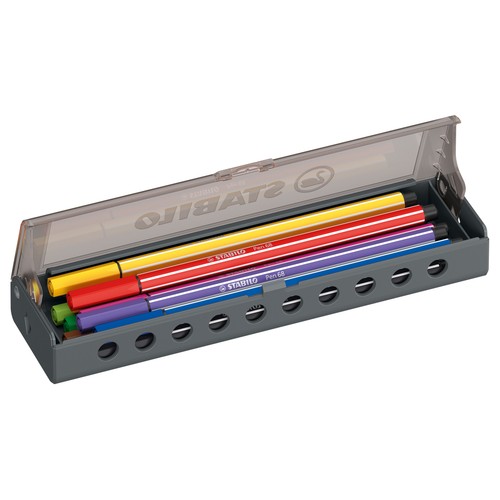 Estuche 10 rotuladores para escribir 1mm Pen 68 estuche click. STABILO