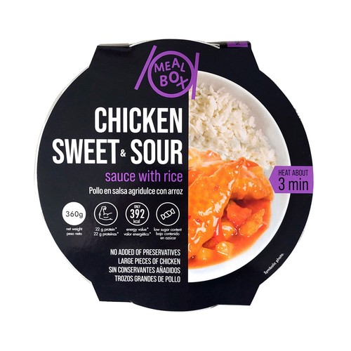 MEAL BOX Pollo en salsa agridulce con arroz, listo en 3 minutos 360 g.