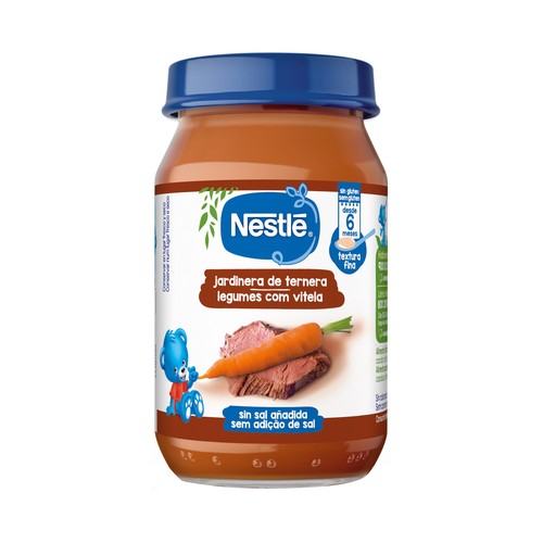 NESTLÉ Tarrito (textura fina) de jardinera de ternera, a partir de 6 meses 190 g.