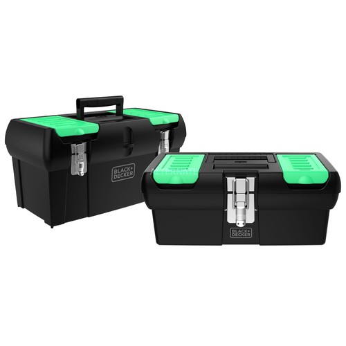 Lote de 2 cajas de harramientas 48cm y 32cm, cierres metálicos, BLACK + DECKER BDST60120-1 reviva.