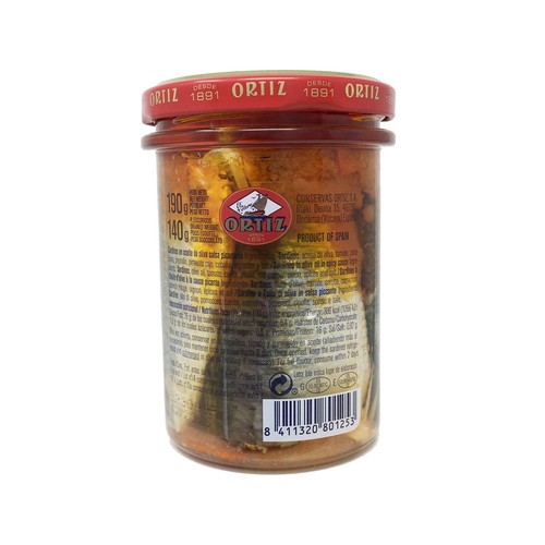 ORTIZ Sardinas a la antigua, en aceite de oliva, picantonas 140 g.