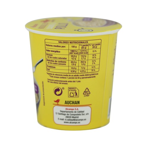 PRODUCTO ALCAMPO Noodles sabor pollo vaso 650 g.