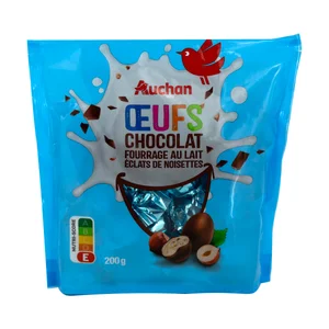 PRODUCTO ALCAMPO Mini bombones de chocolate con leche, rellenos de leche y trocitos de avellanas 200 g.