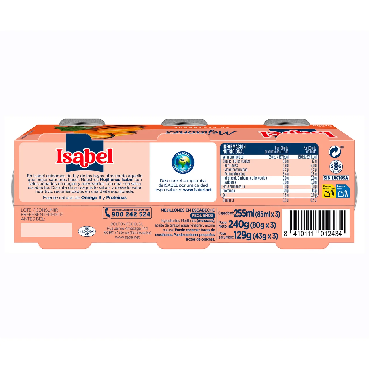 Mejillones gallegos en escabeche 3X43g