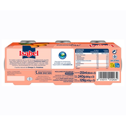 ISABEL Mejillones gallegos en escabeche 3X43g