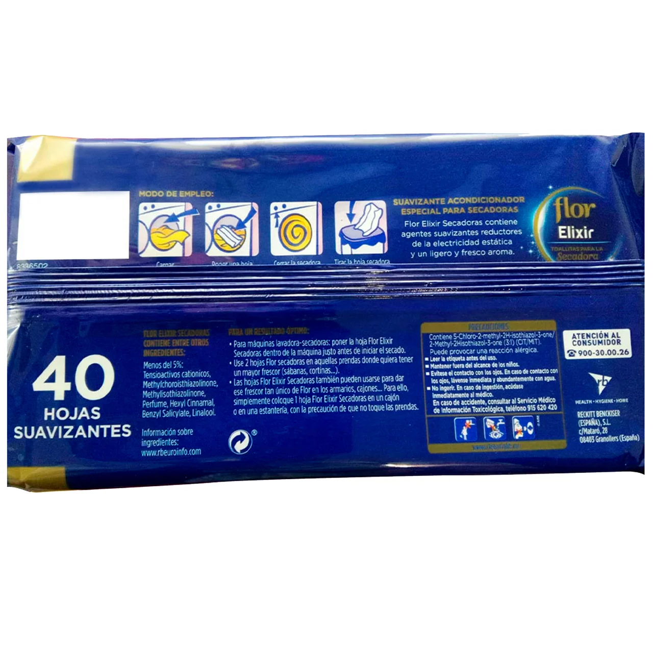 FLOR Toallitas suavizantes para secadoras con aroma frescor FLOR 40 uds.
