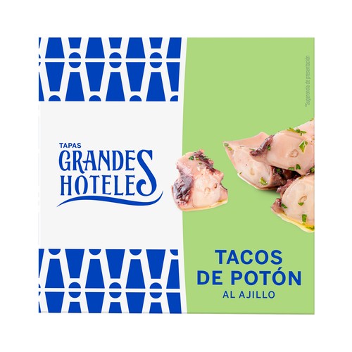 GRANDES HOTELES Tacos de potón al ajillo 72gr.
