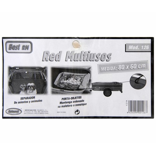 Red multiusos para automóvil, con 6 puntos de fijación y medidas de 80x60 centímetros ROLMOVIL.