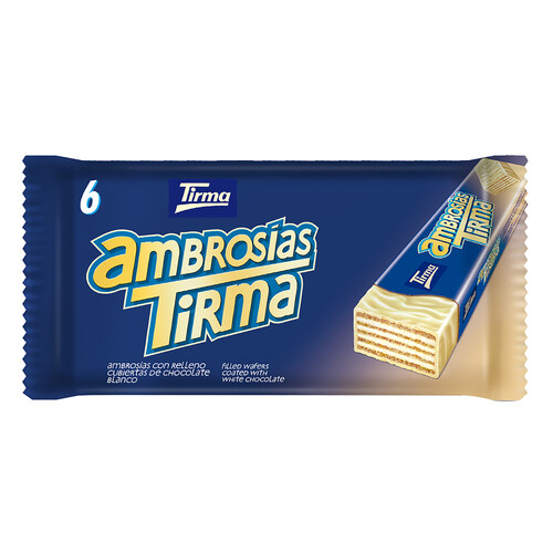 TIRMA Ambrosías con relleno cubiertas de chocolate blanco 6 uds. 129 g.