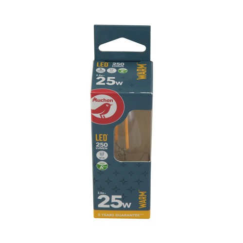 Bombilla Led E14,  2,5W=25W, luz cálida, PRODUCTO ALCAMPO.