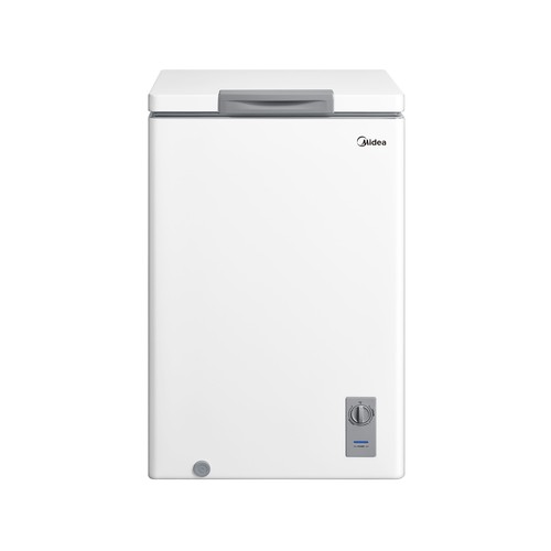 Arcón congelador MIDEA MDRC152LF01G, clasificación energética: F, H:85cm, A: 54,5cm, F: 49,5cm, capacidad total: 99L.