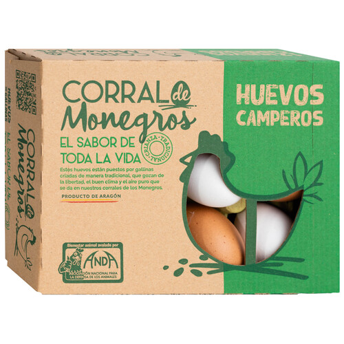 Huevos camperos frescos clase M-L y categoria A CORRAL DE MONEGROS 12 uds.