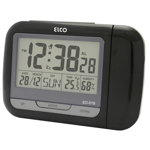 Despertador digital ELCO ED-87, alarma, calendario, luz, termómetro, proyección.