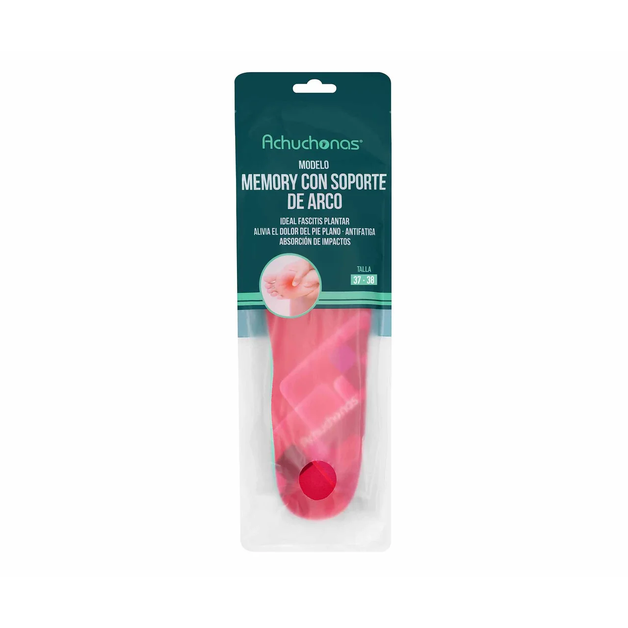 Plantillas memory con soporte de arco, ideal fascitis plantar, talla 37/38.