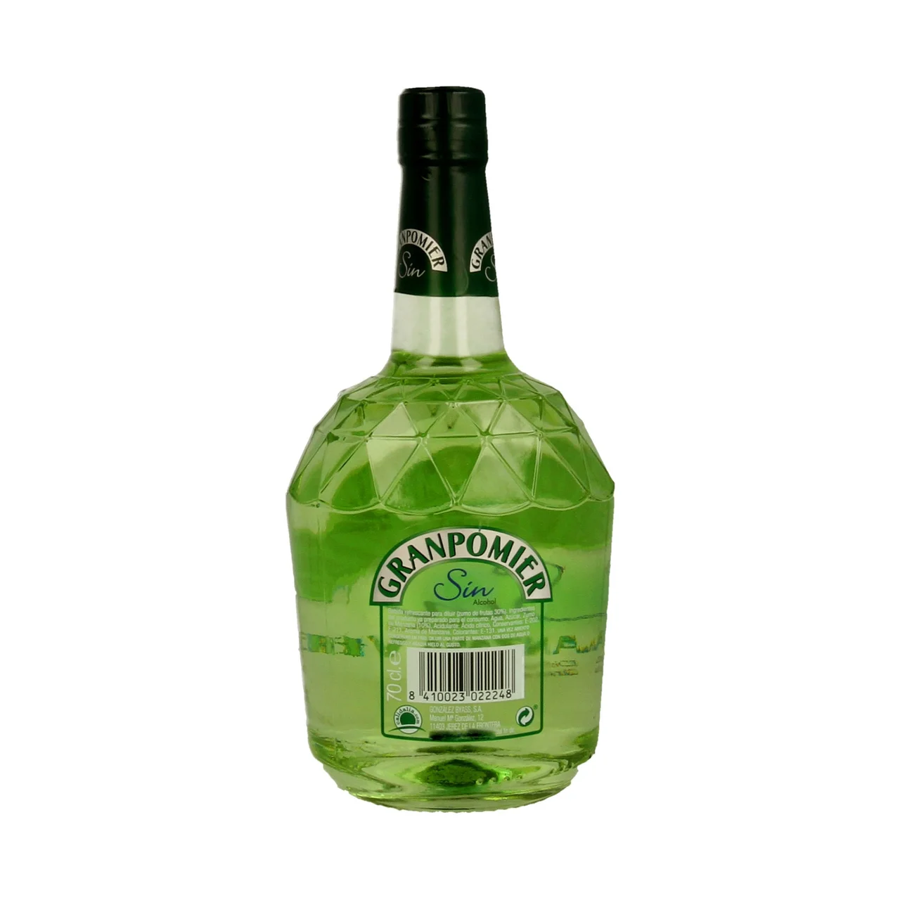 GRANPOMIER Licor de manzana verde sin alcohol GRANPOMIER botella de 70 cl.