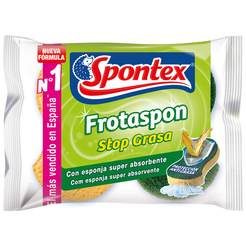 SPONTEX Estropajo de fibra con esponja stop grasa SPONTEX FROTASPON 2 uds.