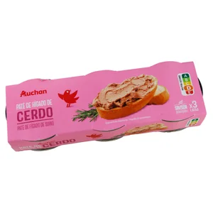PRODUCTO ALCAMPO Paté de hígado de cerdo pack 3 uds. x 80 g.