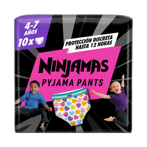 DODOT Ninjamas Pañal branguita unisex para pijama para niños de 4-7 años o de 17 a 30 kg 10 uds.
