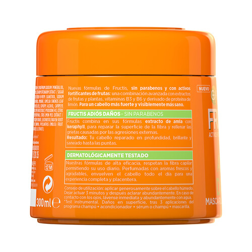 FRUCTIS Mascarilla capilar fortificante para cabellos dañados FRUCTIS Adiós daños de Garnier 300 ml.