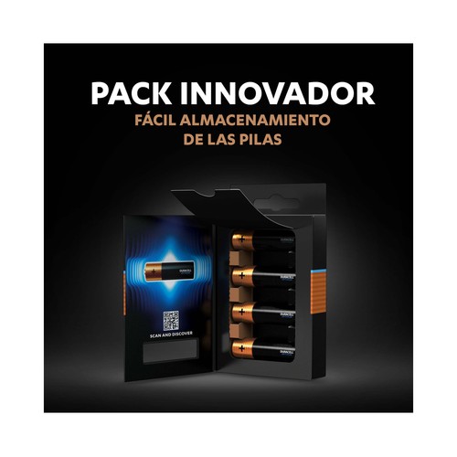 Pack de 4 pilas alcalinas AA, LR06, 1,5V, DURACELL Optimum.