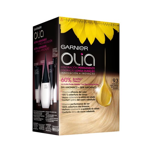 GARNIER Olia Tinte de pelo color rubio muy claro dorado, tono 9.3.