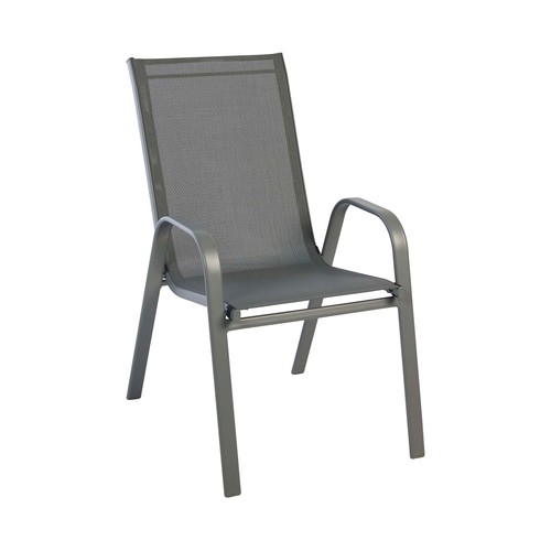 Silla de jardín de acero y textileno color gris, 70x53x93 cm GARDEN STAR ALCAMPO.