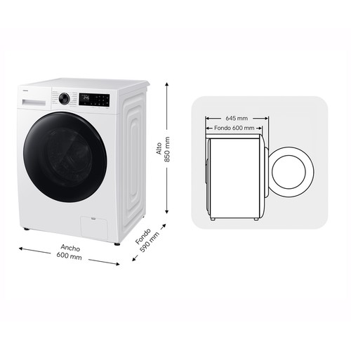 Lavadora secadora SAMSUNG WD90HG5U34BEEC lavado/secado: 9KG/6KG, clasificación energética lavado: A, clasificación energética secado: D, 1400RPM, H: 85cm, A: 60cm,F: 59cm.