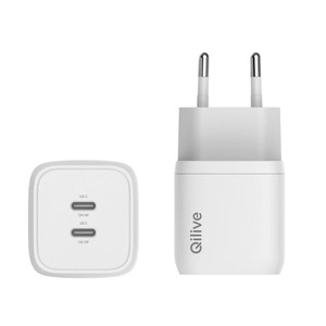 Imagen de Cargador de casa QILIVE 600183069, color blanco, entrada USB tipo C, 45W.