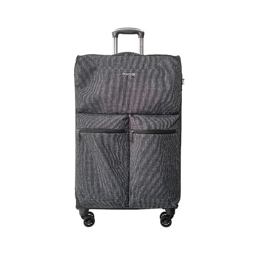 Maleta mediana tipo trolley flexible de 65 cm, 8 ruedas, color negro, ALCAMPO.