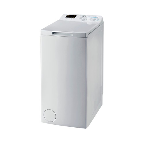 Lavadora de carga superior INDESIT BTW S72200 SP/N 7KG, clasificación energética: E, 1200RPM, H: 90cm, A: 40cm, F: 60cm.