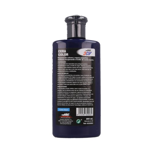 Bote de 250 mililitros de cera de color azul 3CV.