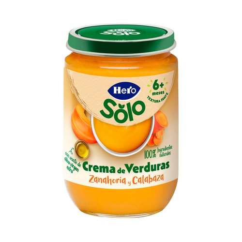 HERO Solo Tarrito de crema de verduras (zanahoria y calabaza), a partir de 6 meses 190 g.