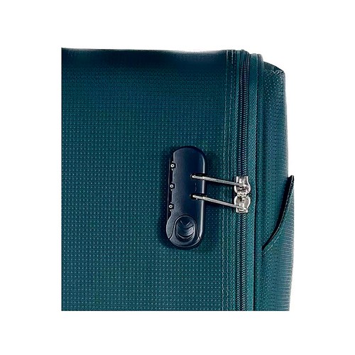 Maleta mediana tipo trolley flexible de 65 cm, 4 ruedas, color verde, ALCAMPO.