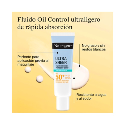 NEUTROGENA Ultra sheer Protector solar invisible, para el control de la grasa con FPS 50 (muy alto) 50 ml.