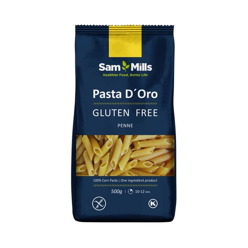 Pasta Penne rigate, pasta sin gluten SAM MILLS, 500 g.