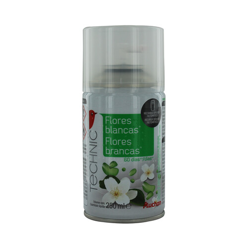 Recambio de ambientador automático con esencia a flores blancas PRODUCTO ALCAMPO.250 ml.