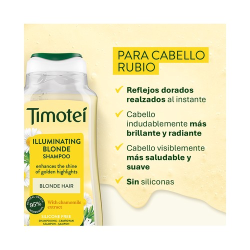 TIMOTEI Champú con camomila, para cabellos rubios y mechas , sin siliconas 300 ml.